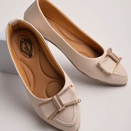 Shoetopia Bow Designed Ballerinas - Cream-picture-17