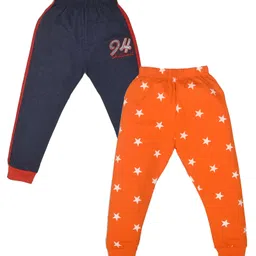 Kiwi Pack Of 2 Cotton Knit Stars Printed Lounge Pant - Blue & Orange-picture-24