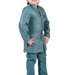 Arshia Fashions Boys Embroidered Mandarin Collared Sherwani image 4