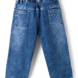 Olio Kids Denim Woven Full Length Jeans With Text Embriodery - Blue image 2