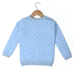Nino Togs Cotton Knit Full Sleeves Frosty Text Embroidered Stars Printed Light Winter Sweatshirt - Blue image 3