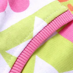 Babyhug Cotton Knit Full Sleeves Hooded Front OpenSweatjacket withFloral Print - Pink White & Orange image 3