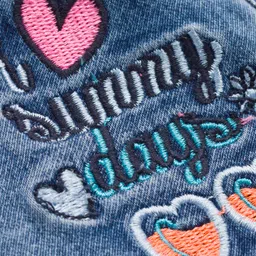 Olio Kids Denim Woven Full Length Jeans With Text Embriodery - Blue image 3