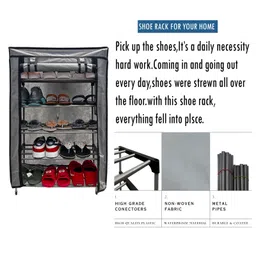 Urban Choice Multipurpose Collapsible 4 layer Metal Shoe Stand, Shoe Organiser for Home & Office (Grey, Metal) image 3