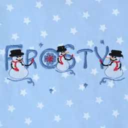 Nino Togs Cotton Knit Full Sleeves Frosty Text Embroidered Stars Printed Light Winter Sweatshirt - Blue image 4