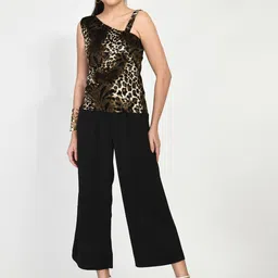 FLYING FEST Animal Print One Shoulder Velvet Top image 3