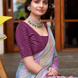 HERE&NOW Abstract Printed Satin Saree image 4