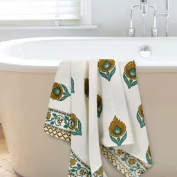 EasyGoods Waffle Mustard & White 3 Pieces Printed 150 GSM Cotton Anti-Bacterial Towel Set image 4