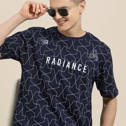 HERE&NOW Printed Drop-Shoulder Sleeves Pure Cotton T-shirt image 1