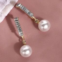 Sohi Silver Plated Pearls Casual Drop Earring For Women-picture-38