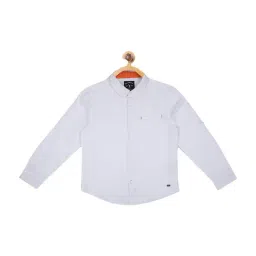 Blue Giraffe Kids White Cotton Shirt-image-28