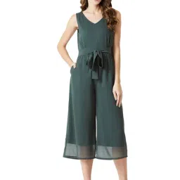 Miss Chase Dark Green Below Knee Belted Jumpsuit-image-49