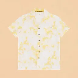 Pantaloons Junior Yellow & White Cotton Printed Shirt image 3