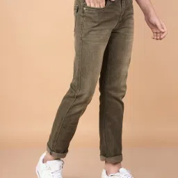 Crimsoune Club Boys Brown Cotton Blend Solid Jeans image 3