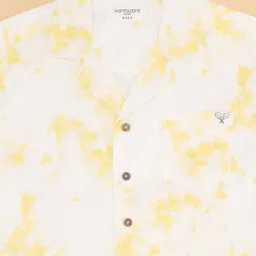 Pantaloons Junior Yellow & White Cotton Printed Shirt image 2