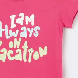 Fame Forever by Lifestyle Kids Pink Printed Regular Fit T-Shirt image 3