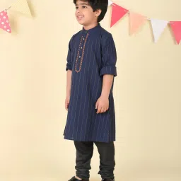Fabindia Boys Navy Cotton Blend Long Kurta image 3