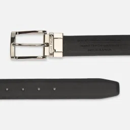Louis Philippe Black Leather Solid Reversible Belt for Men image 3