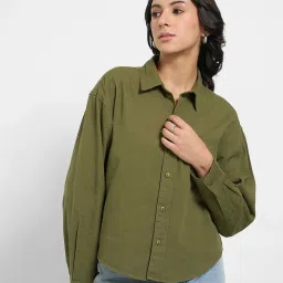 People by Pantaloons Green Casual Shirt image 3