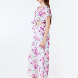 Zink London White & Pink Floral Print Co-Ord Set image 3