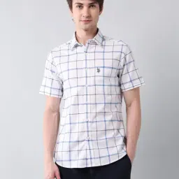 U.S. Polo Assn. White Cotton Regular Fit Checks Shirt-picture-22
