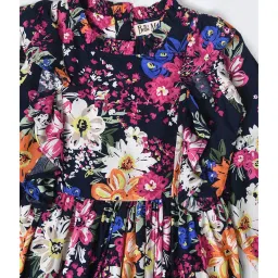 Bella Moda Kids Multicolor Floral Print Full Sleeves Fit & Flare Dress image 3