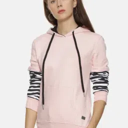Campus Sutra Pink Full Sleeves Hooded Sweatshirt-picture-28