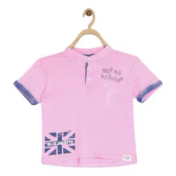 Blue Giraffe Kids Pink Cotton Printed Polo T-Shirt-image-29