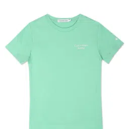 Calvin Klein Jeans Kids Green Cotton Regular Fit T-Shirt-image-6