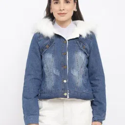 Latin Quarters Blue Regular Fit Denim Jacket-image-32