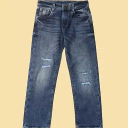 U.S. Polo Assn. Boys Blue Relaxed Fit Distressed Jeans image 3