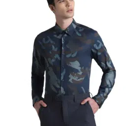 Jack & Jones Blue Cotton Slim Fit Printed Shirt-picture-18