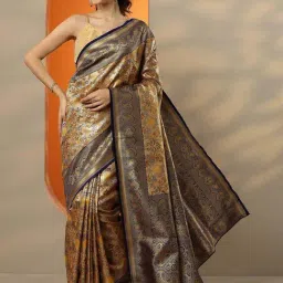 Libas Mustard Woven Design Saree With Unstitched Blouse-picture-10