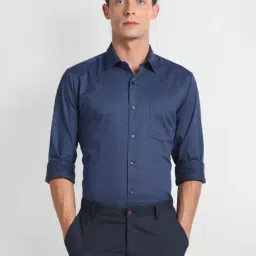 Arrow Blue Cotton Regular Fit Printed Shirt-image-30