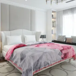 Monte Carlo Grey & Pink Polyester Printed Double Bed Winter Blanket Vista Plus 2 Ply with Emboss One image 4
