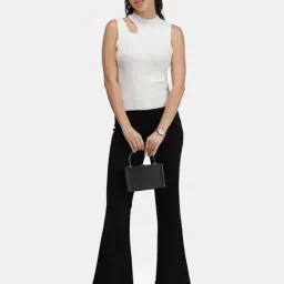 VIRGIO White Slim Fit Solid Top image 5