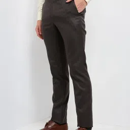 Raymond Brown Slim Fit Self Pattern Trousers image 3