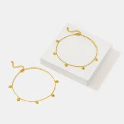 Shaya 925 Silver You and Your Untimely Yawns Anklets (Pair) in Gold-Plating image 3