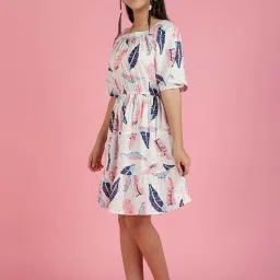 Lil Tomatoes Kids White & Pink Printed Dress image 3