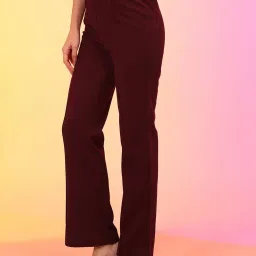 Globus Maroon Regular Fit High Rise Bootcut Trousers image 3