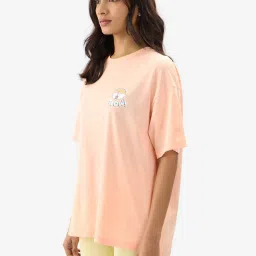 The Souled Store Light Pink Printed Oversized T-Shirt image 3
