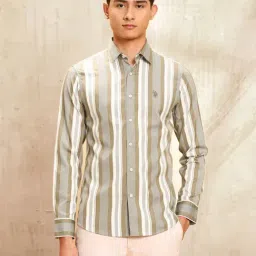 U.S. Polo Assn. Brown Cotton Regular Fit Striped Shirt-picture-17