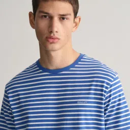 Gant Blue Cotton Regular Fit Striped T-Shirt image 3