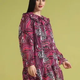 Globus Multicolor Printed A Line Dress image 3