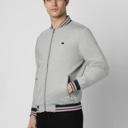 Peter England Grey Regular Fit Bomber Jacket image 3