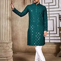 click n buy Men Printed A-line Kurta (Multicolor) image 1