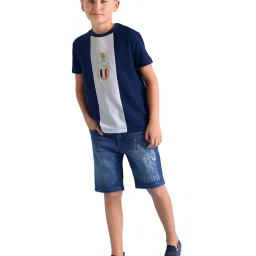 U.S. Polo Assn. Kids Blue & White Color Block T-Shirt image 3