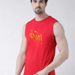 Friskers Red Slim Fit Sleeveless T-Shirt image 3