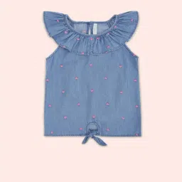 Pantaloons Junior Kids Blue Cotton Printed Top-image-65