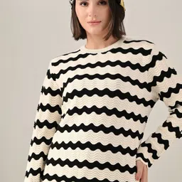 ANNY Zig Scallop Round-Neck Sweater With Palazzos Co-Ords image 5